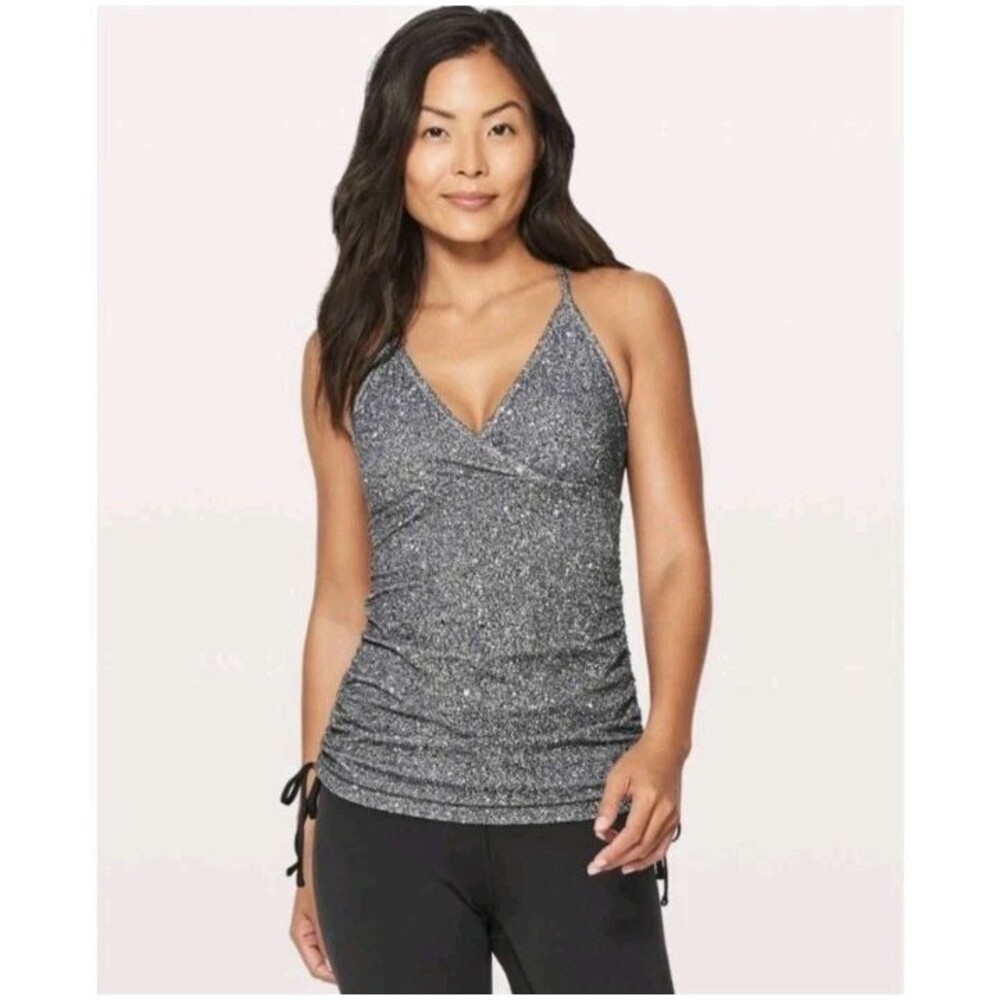 Lululemon Full Freedom Tank Top Luminesce Splatter White Black Women's Size 12